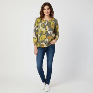 Anthropologie  Tabitha Floral Cardigan Sweater Small  Cotton Cashmere Blend